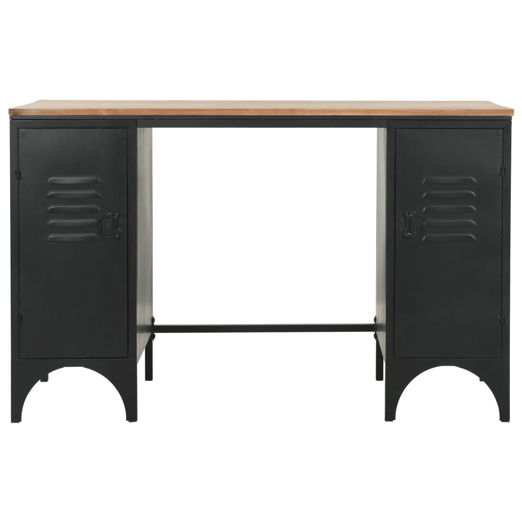 Double Pedestal Desk Solid Firwood and Steel 120x50x76 cm